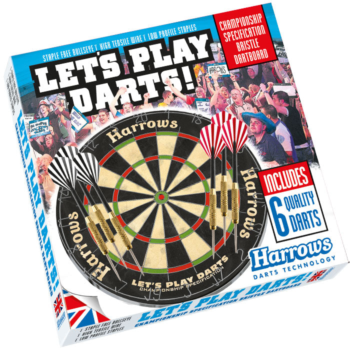 Harrows Lets Play Darts Bristle Board Game inc 2 Sets of Darts